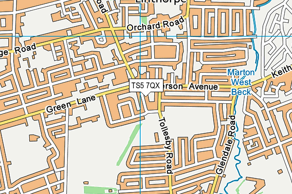 TS5 7QX map - OS VectorMap District (Ordnance Survey)
