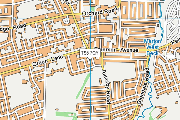 TS5 7QY map - OS VectorMap District (Ordnance Survey)