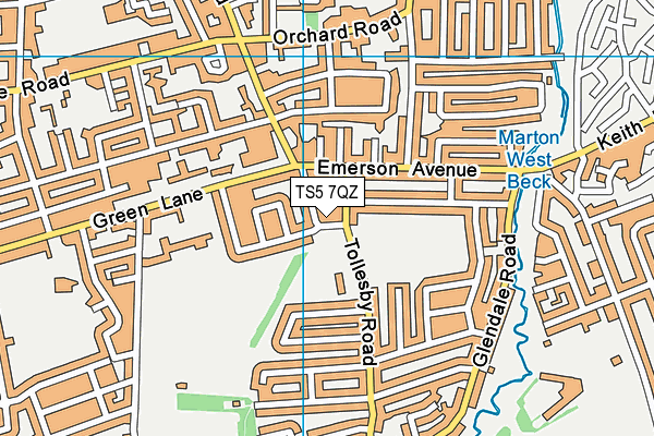 TS5 7QZ map - OS VectorMap District (Ordnance Survey)
