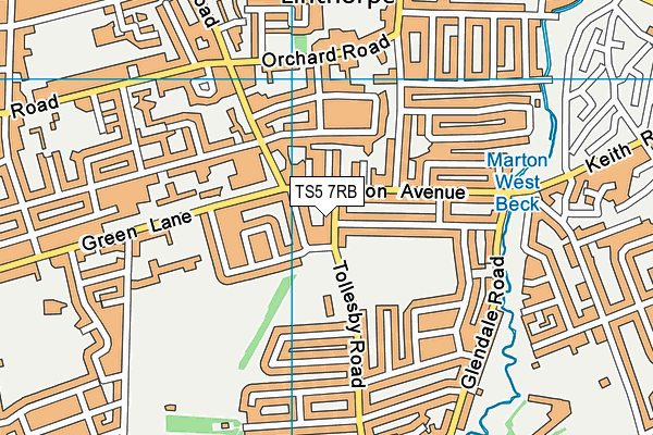 TS5 7RB map - OS VectorMap District (Ordnance Survey)