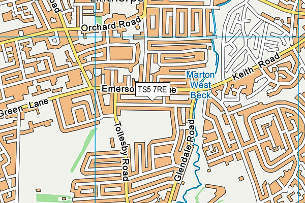 TS5 7RE map - OS VectorMap District (Ordnance Survey)