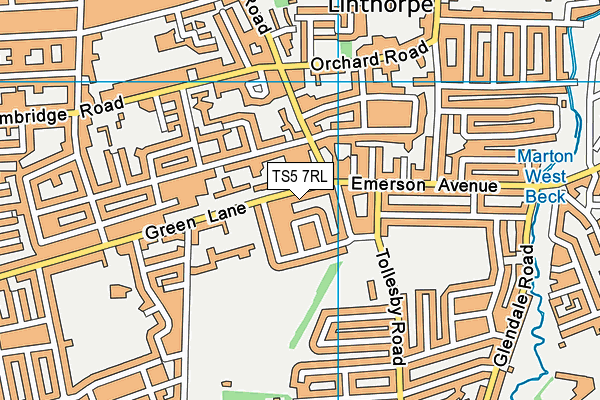 TS5 7RL map - OS VectorMap District (Ordnance Survey)