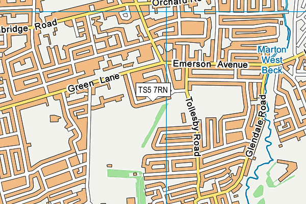 TS5 7RN map - OS VectorMap District (Ordnance Survey)