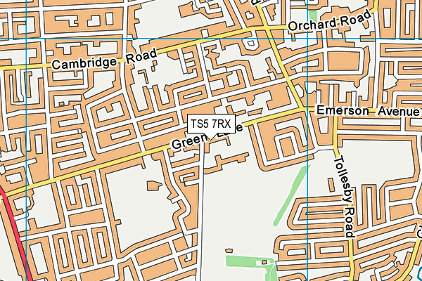 TS5 7RX map - OS VectorMap District (Ordnance Survey)