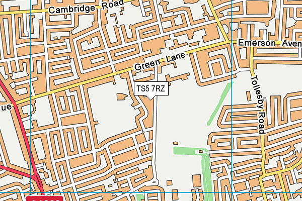 TS5 7RZ map - OS VectorMap District (Ordnance Survey)