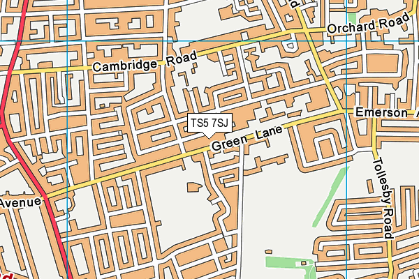 TS5 7SJ map - OS VectorMap District (Ordnance Survey)