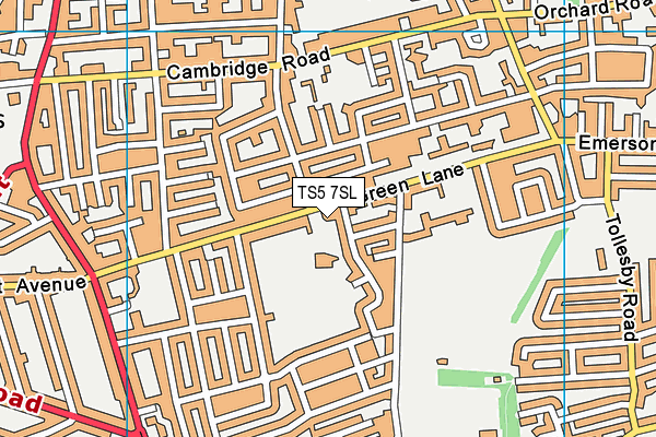 Acklam Park map (TS5 7SL) - OS VectorMap District (Ordnance Survey)