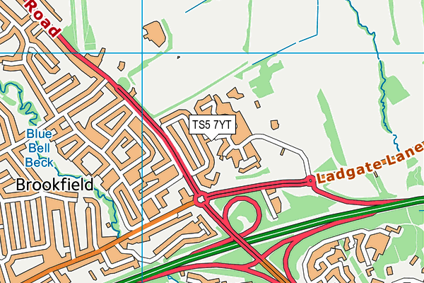 TS5 7YT map - OS VectorMap District (Ordnance Survey)