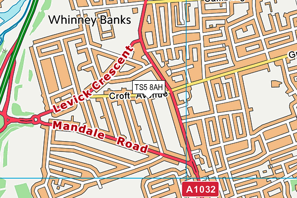 TS5 8AH map - OS VectorMap District (Ordnance Survey)