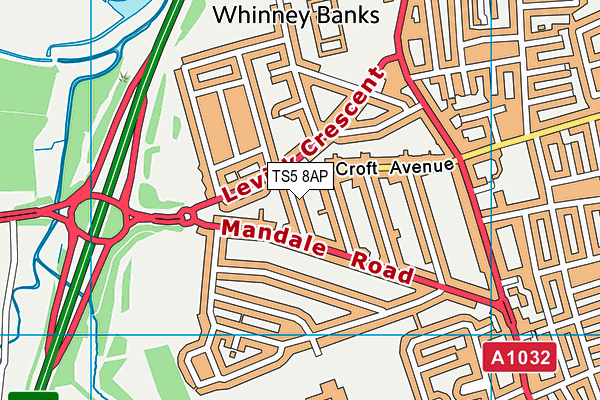 TS5 8AP map - OS VectorMap District (Ordnance Survey)