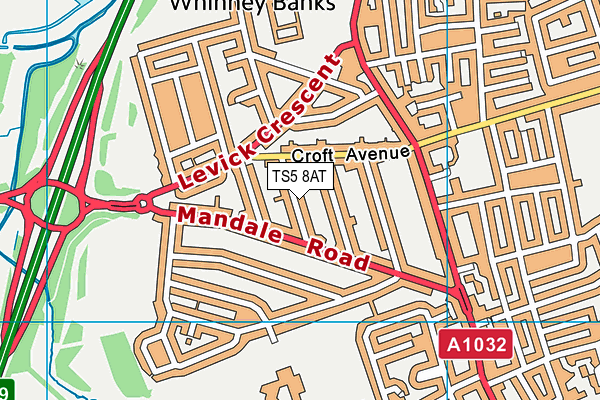 TS5 8AT map - OS VectorMap District (Ordnance Survey)