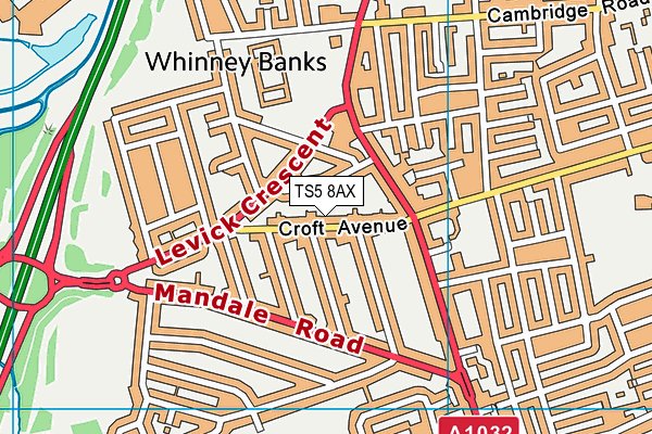 TS5 8AX map - OS VectorMap District (Ordnance Survey)