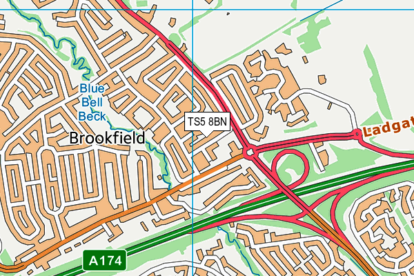 TS5 8BN map - OS VectorMap District (Ordnance Survey)