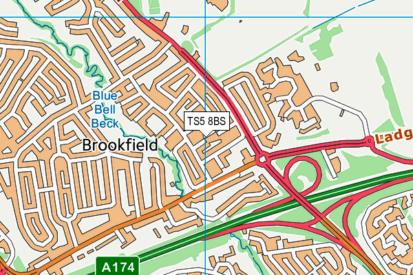 TS5 8BS map - OS VectorMap District (Ordnance Survey)