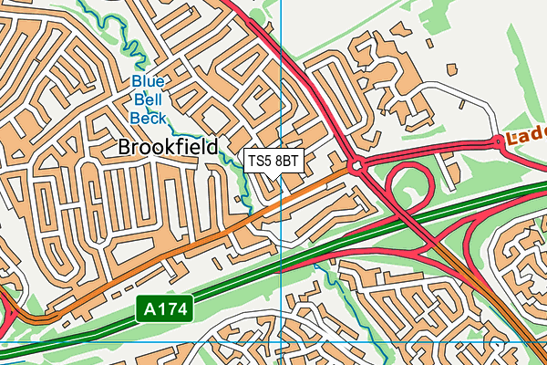 TS5 8BT map - OS VectorMap District (Ordnance Survey)