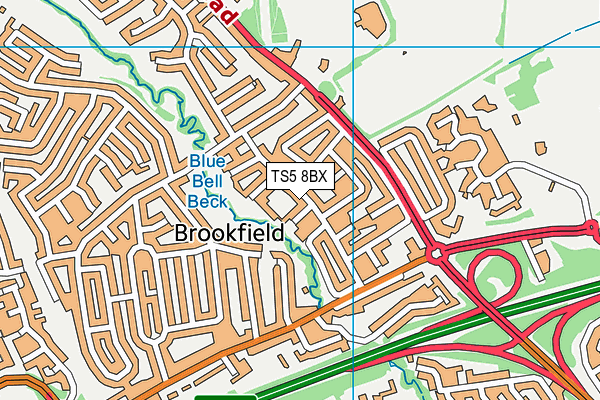 TS5 8BX map - OS VectorMap District (Ordnance Survey)