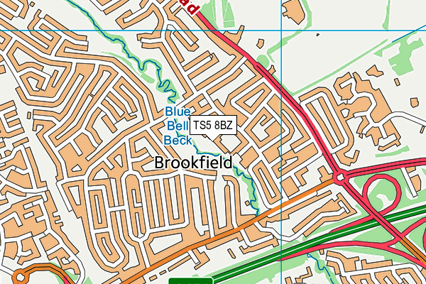 TS5 8BZ map - OS VectorMap District (Ordnance Survey)