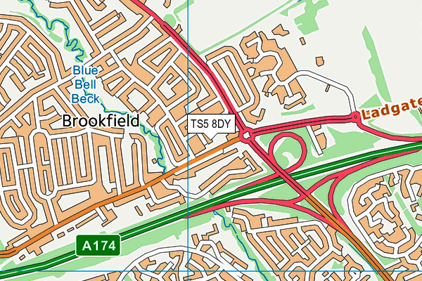 TS5 8DY map - OS VectorMap District (Ordnance Survey)