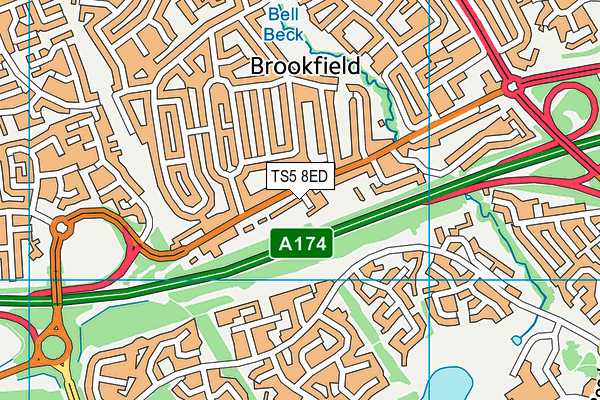 TS5 8ED map - OS VectorMap District (Ordnance Survey)