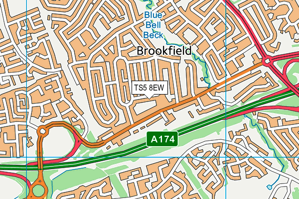 TS5 8EW map - OS VectorMap District (Ordnance Survey)