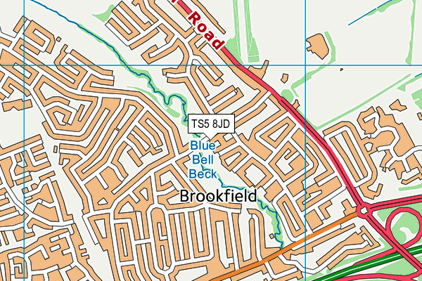 TS5 8JD map - OS VectorMap District (Ordnance Survey)