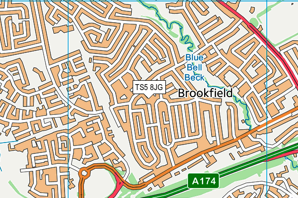 TS5 8JG map - OS VectorMap District (Ordnance Survey)