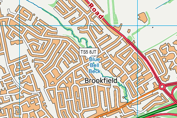 TS5 8JT map - OS VectorMap District (Ordnance Survey)