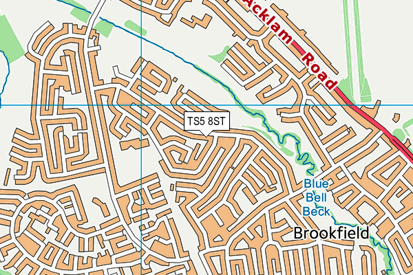 TS5 8ST map - OS VectorMap District (Ordnance Survey)