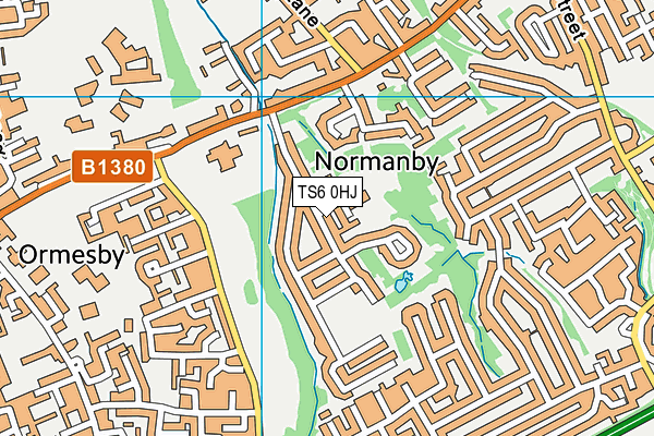 Normanby Hall Cricket Club map (TS6 0Hj) - OS VectorMap District (Ordnance Survey)