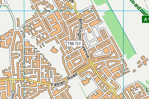 TS6 7LY map - OS VectorMap District (Ordnance Survey)