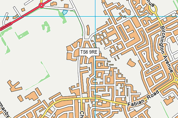 TS6 9RE map - OS VectorMap District (Ordnance Survey)