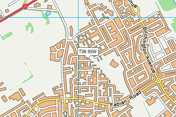 TS6 9SW map - OS VectorMap District (Ordnance Survey)