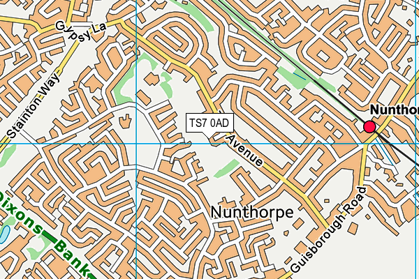 TS7 0AD map - OS VectorMap District (Ordnance Survey)