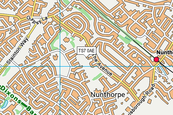 TS7 0AE map - OS VectorMap District (Ordnance Survey)