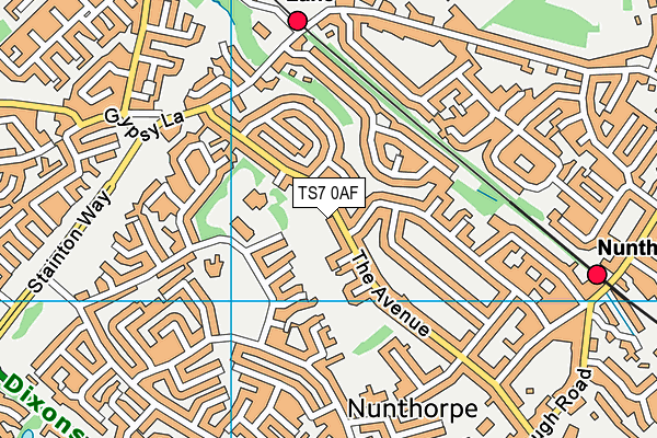 TS7 0AF map - OS VectorMap District (Ordnance Survey)