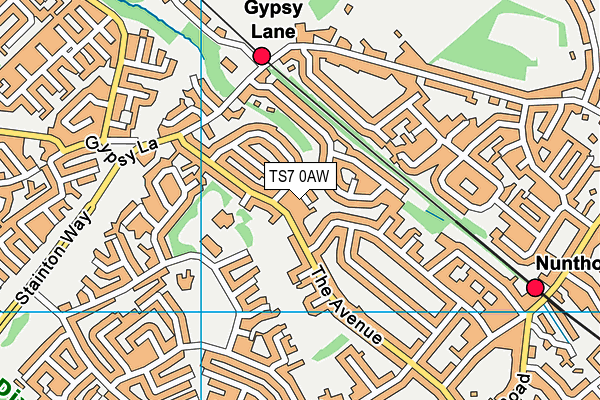 TS7 0AW map - OS VectorMap District (Ordnance Survey)