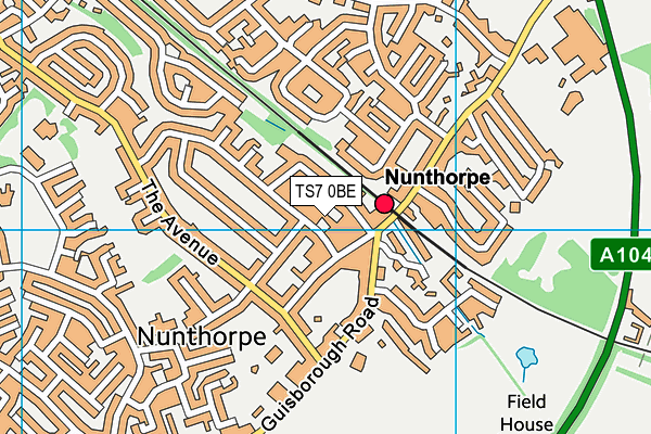 TS7 0BE map - OS VectorMap District (Ordnance Survey)