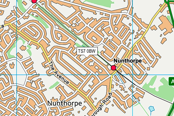 TS7 0BW map - OS VectorMap District (Ordnance Survey)