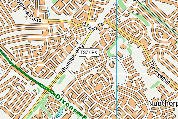 TS7 0PX map - OS VectorMap District (Ordnance Survey)