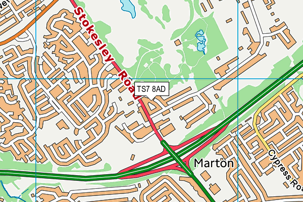 TS7 8AD map - OS VectorMap District (Ordnance Survey)