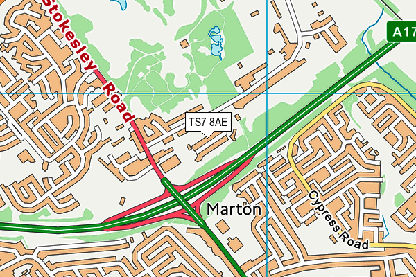 TS7 8AE map - OS VectorMap District (Ordnance Survey)