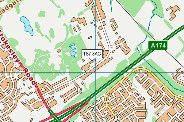 TS7 8AG map - OS VectorMap District (Ordnance Survey)