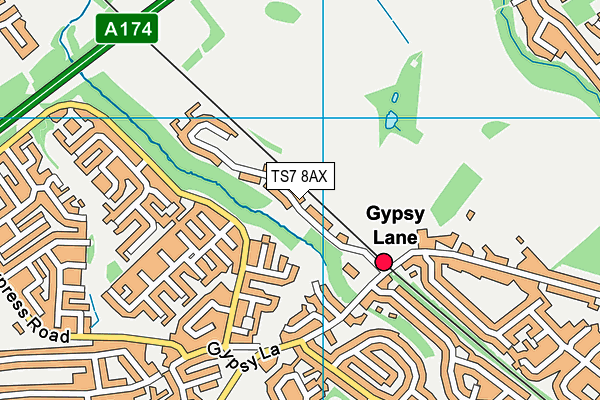 TS7 8AX map - OS VectorMap District (Ordnance Survey)