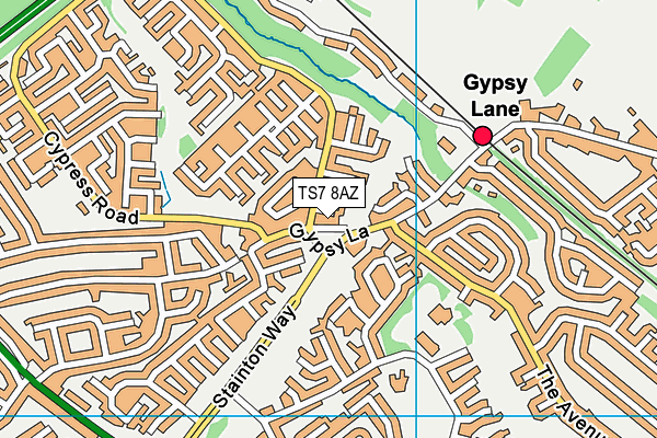 TS7 8AZ map - OS VectorMap District (Ordnance Survey)