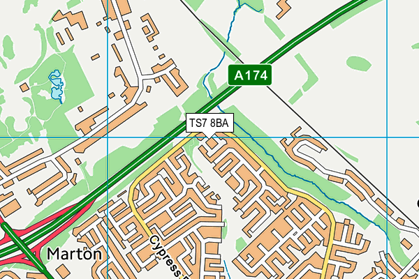 TS7 8BA map - OS VectorMap District (Ordnance Survey)