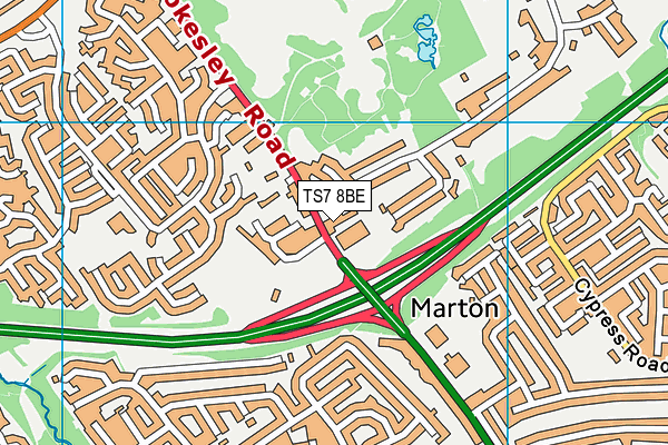 TS7 8BE map - OS VectorMap District (Ordnance Survey)