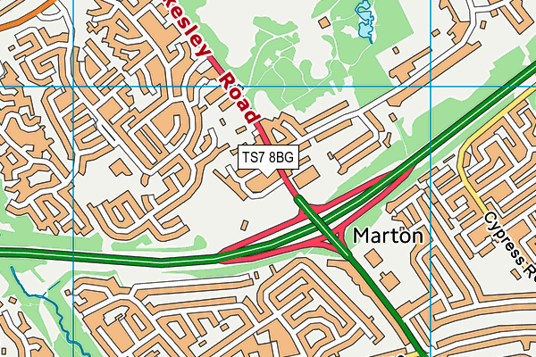 TS7 8BG map - OS VectorMap District (Ordnance Survey)