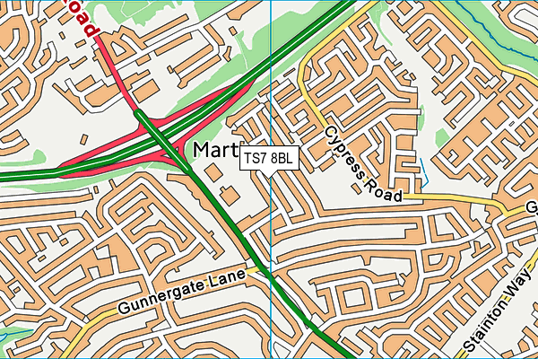 TS7 8BL map - OS VectorMap District (Ordnance Survey)