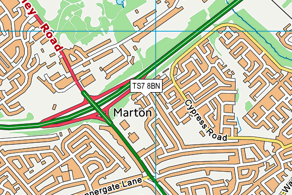 TS7 8BN map - OS VectorMap District (Ordnance Survey)