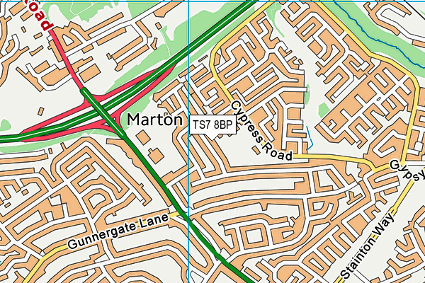 TS7 8BP map - OS VectorMap District (Ordnance Survey)